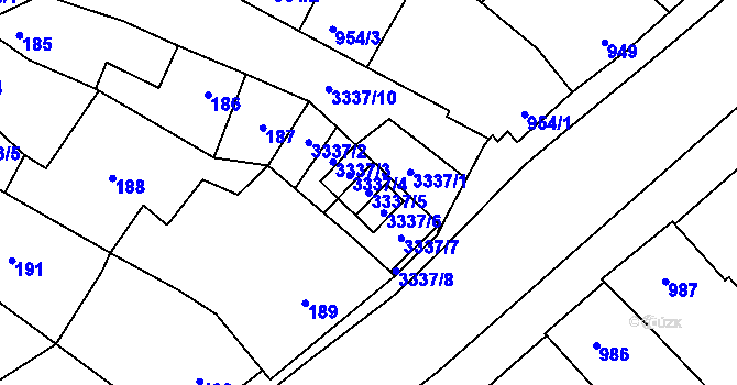 Parcela st. 3337/5 v KÚ Mikulov na Moravě, Katastrální mapa