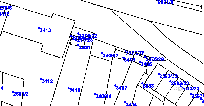 Parcela st. 3408/2 v KÚ Mikulov na Moravě, Katastrální mapa
