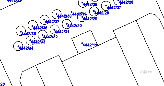 Parcela st. 4442/11 v KÚ Mikulov na Moravě, Katastrální mapa
