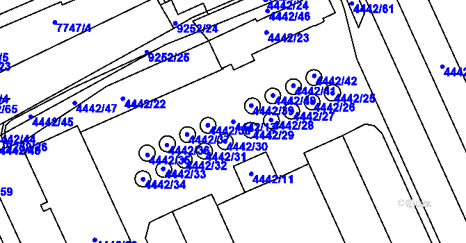 Parcela st. 4442/13 v KÚ Mikulov na Moravě, Katastrální mapa