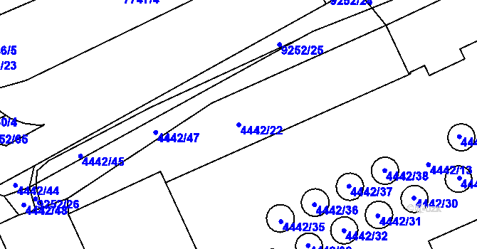Parcela st. 4442/22 v KÚ Mikulov na Moravě, Katastrální mapa