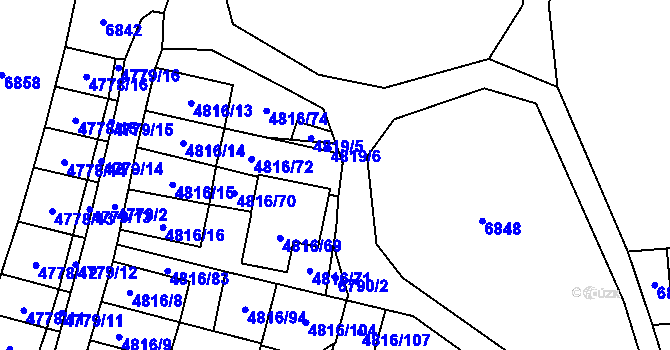 Parcela st. 4816/73 v KÚ Mikulov na Moravě, Katastrální mapa