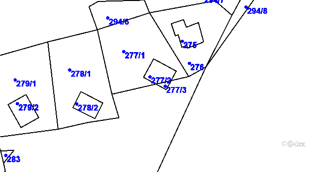 Parcela st. 277/3 v KÚ Mikulovice u Vernéřova, Katastrální mapa