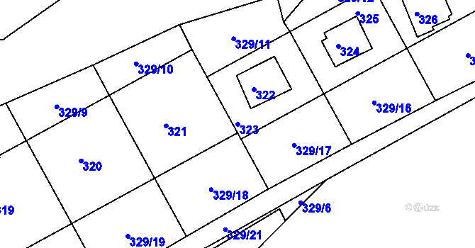 Parcela st. 323 v KÚ Mikulovice u Vernéřova, Katastrální mapa