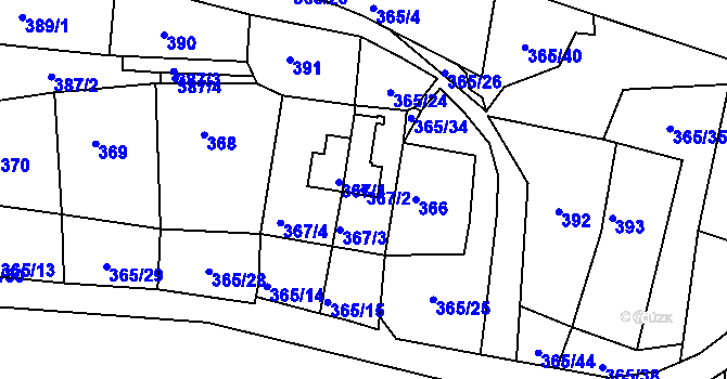 Parcela st. 367/2 v KÚ Mikulovice u Vernéřova, Katastrální mapa