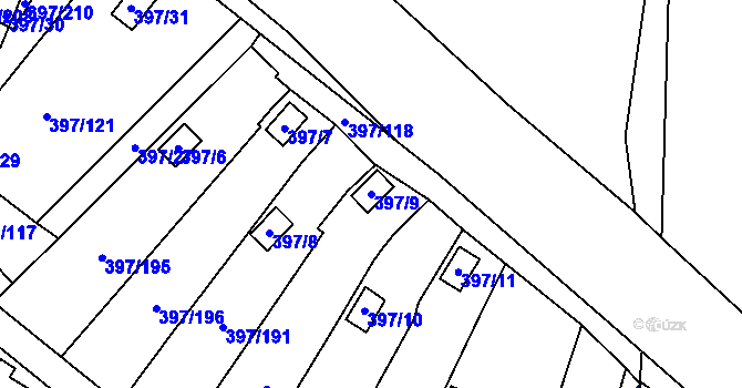 Parcela st. 397/9 v KÚ Mikulovice u Vernéřova, Katastrální mapa