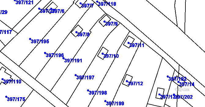 Parcela st. 397/10 v KÚ Mikulovice u Vernéřova, Katastrální mapa