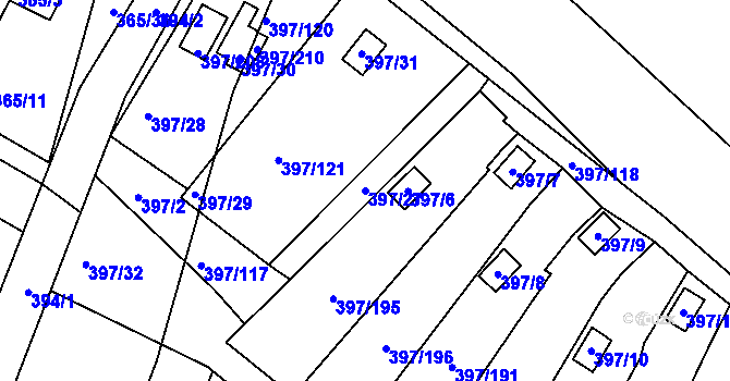 Parcela st. 397/27 v KÚ Mikulovice u Vernéřova, Katastrální mapa