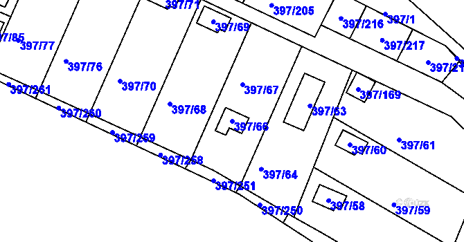 Parcela st. 397/66 v KÚ Mikulovice u Vernéřova, Katastrální mapa