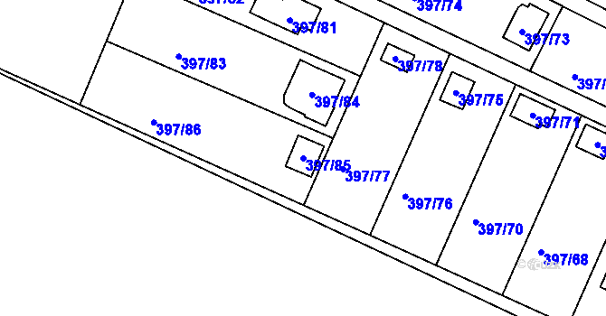 Parcela st. 397/85 v KÚ Mikulovice u Vernéřova, Katastrální mapa