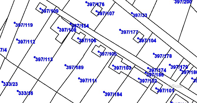 Parcela st. 397/105 v KÚ Mikulovice u Vernéřova, Katastrální mapa