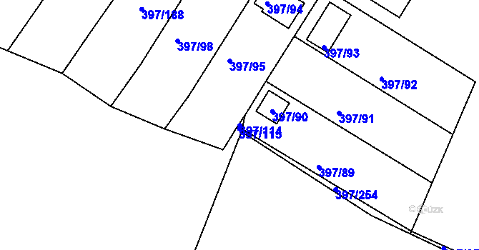 Parcela st. 397/114 v KÚ Mikulovice u Vernéřova, Katastrální mapa