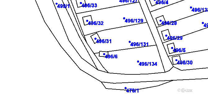 Parcela st. 496/6 v KÚ Mikulovice u Vernéřova, Katastrální mapa