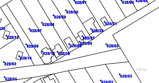 Parcela st. 628/89 v KÚ Mikulovice u Vernéřova, Katastrální mapa