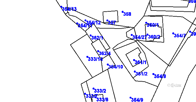 Parcela st. 362/4 v KÚ Mikulovice u Vernéřova, Katastrální mapa