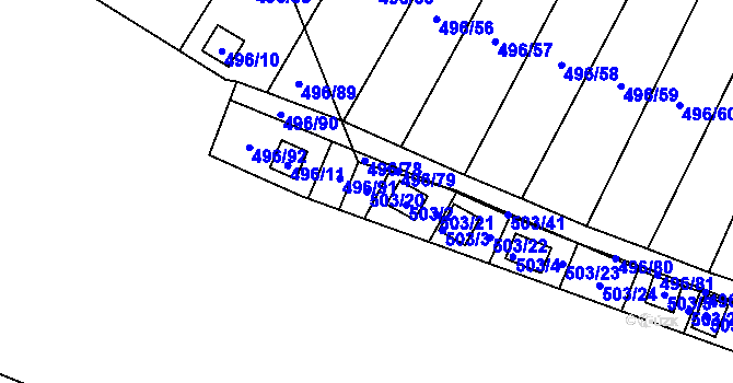 Parcela st. 503/20 v KÚ Mikulovice u Vernéřova, Katastrální mapa