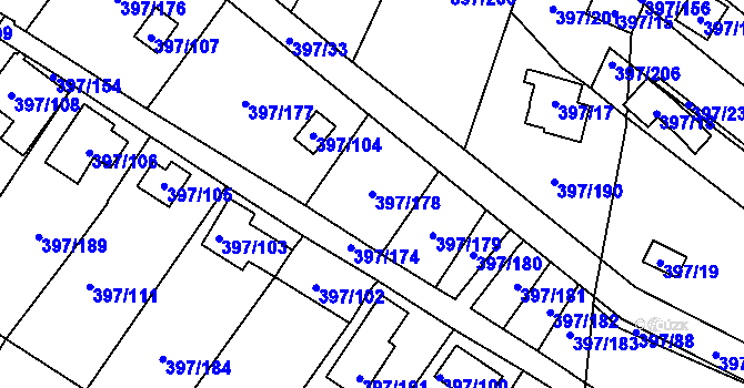 Parcela st. 397/178 v KÚ Mikulovice u Vernéřova, Katastrální mapa