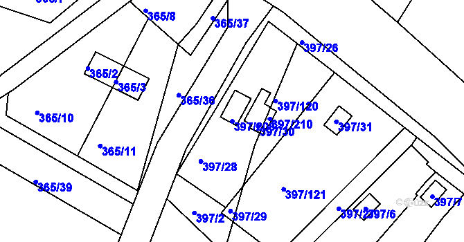 Parcela st. 397/208 v KÚ Mikulovice u Vernéřova, Katastrální mapa
