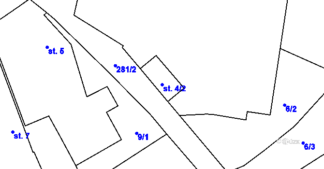 Parcela st. 4/2 v KÚ Blato, Katastrální mapa