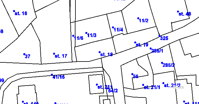 Parcela st. 18 v KÚ Blato, Katastrální mapa