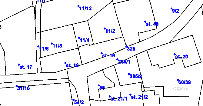 Parcela st. 19 v KÚ Blato, Katastrální mapa