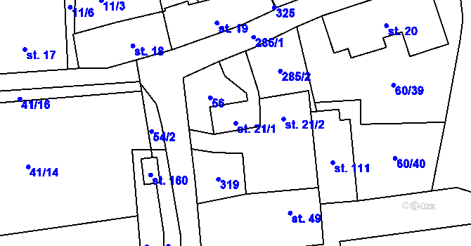 Parcela st. 21/1 v KÚ Blato, Katastrální mapa