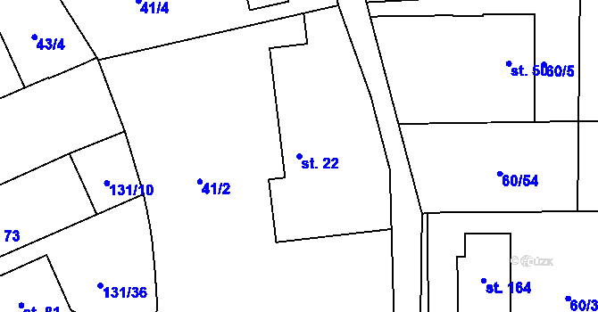 Parcela st. 22 v KÚ Blato, Katastrální mapa