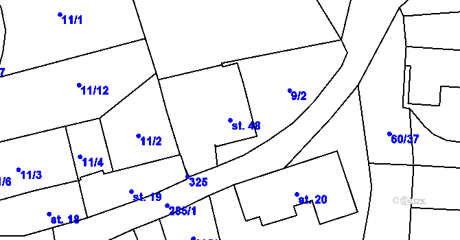 Parcela st. 48 v KÚ Blato, Katastrální mapa