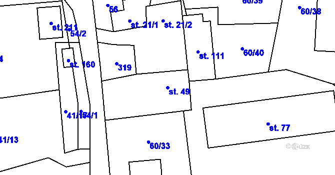 Parcela st. 49 v KÚ Blato, Katastrální mapa