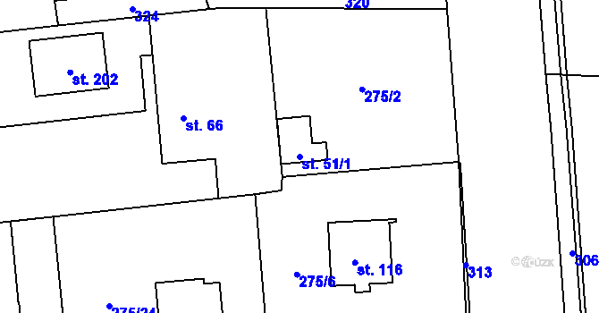 Parcela st. 51/1 v KÚ Blato, Katastrální mapa