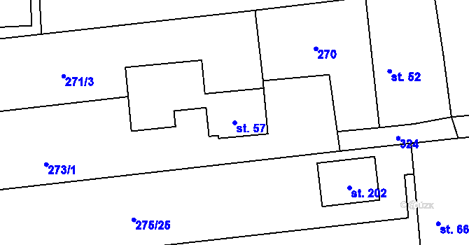Parcela st. 57 v KÚ Blato, Katastrální mapa
