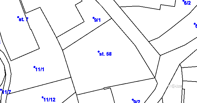 Parcela st. 58 v KÚ Blato, Katastrální mapa