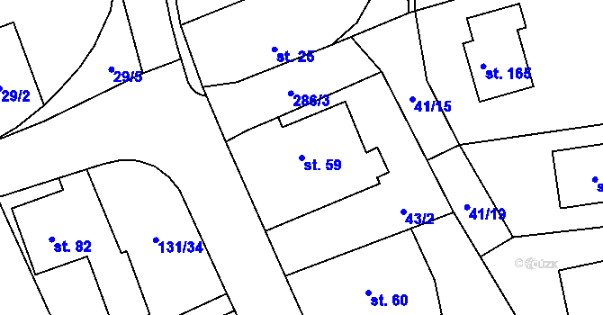 Parcela st. 59 v KÚ Blato, Katastrální mapa