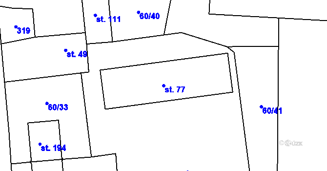 Parcela st. 77 v KÚ Blato, Katastrální mapa