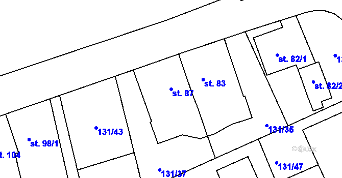Parcela st. 87 v KÚ Blato, Katastrální mapa