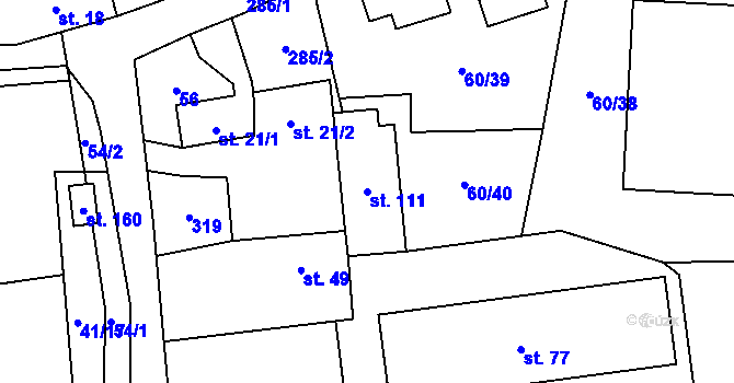 Parcela st. 111 v KÚ Blato, Katastrální mapa