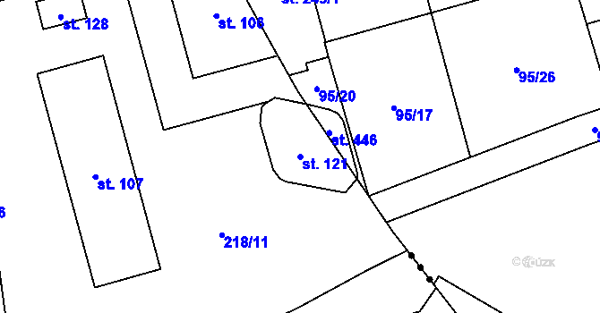 Parcela st. 121 v KÚ Blato, Katastrální mapa