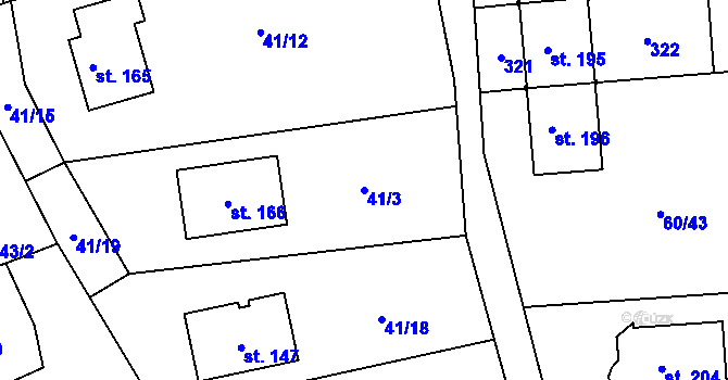Parcela st. 41/3 v KÚ Blato, Katastrální mapa
