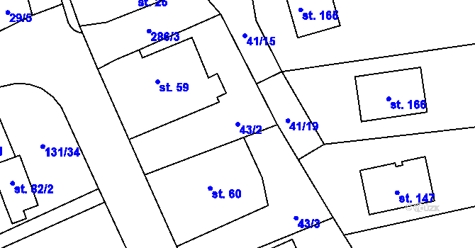 Parcela st. 43/2 v KÚ Blato, Katastrální mapa