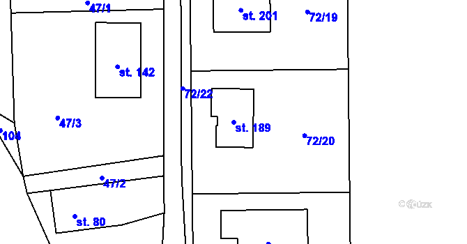 Parcela st. 189 v KÚ Blato, Katastrální mapa