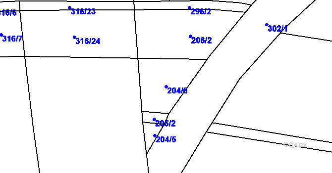 Parcela st. 204/6 v KÚ Blato, Katastrální mapa