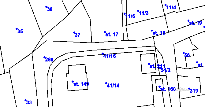 Parcela st. 41/16 v KÚ Blato, Katastrální mapa