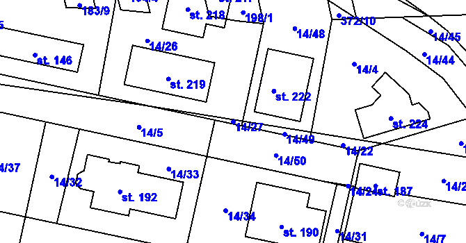 Parcela st. 14/27 v KÚ Blato, Katastrální mapa