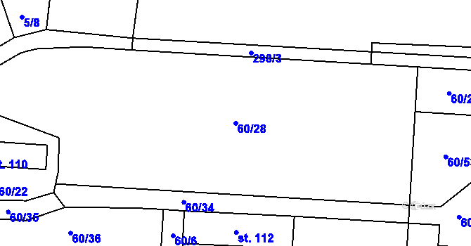 Parcela st. 60/28 v KÚ Blato, Katastrální mapa