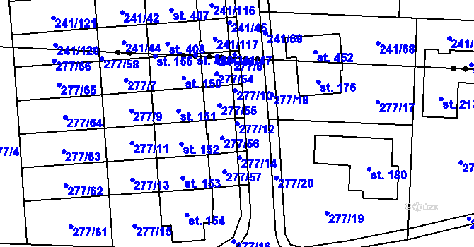 Parcela st. 277/12 v KÚ Blato, Katastrální mapa