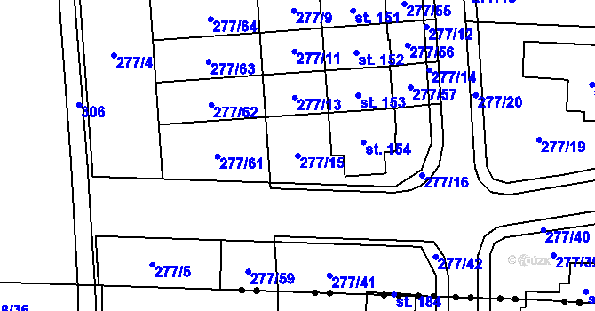 Parcela st. 277/15 v KÚ Blato, Katastrální mapa