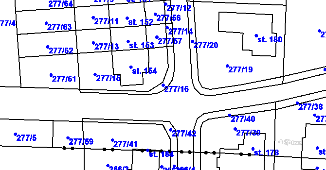 Parcela st. 277/16 v KÚ Blato, Katastrální mapa