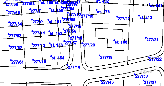 Parcela st. 277/20 v KÚ Blato, Katastrální mapa