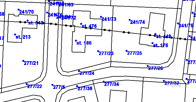 Parcela st. 277/23 v KÚ Blato, Katastrální mapa