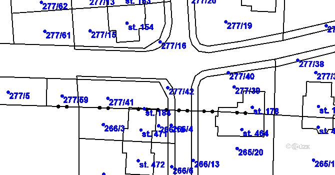 Parcela st. 277/42 v KÚ Blato, Katastrální mapa